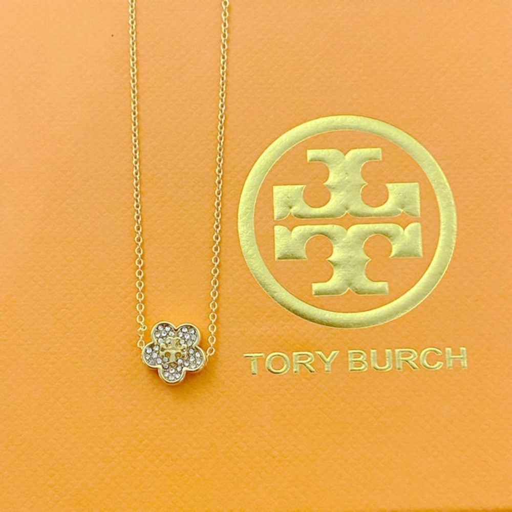 Tory Burch Elegant Gold Flower Pendant Necklace